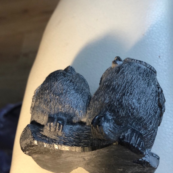 COPY - Wolf Soapdtone sculpture Baby Owl and Parent - Picture 3 of 6